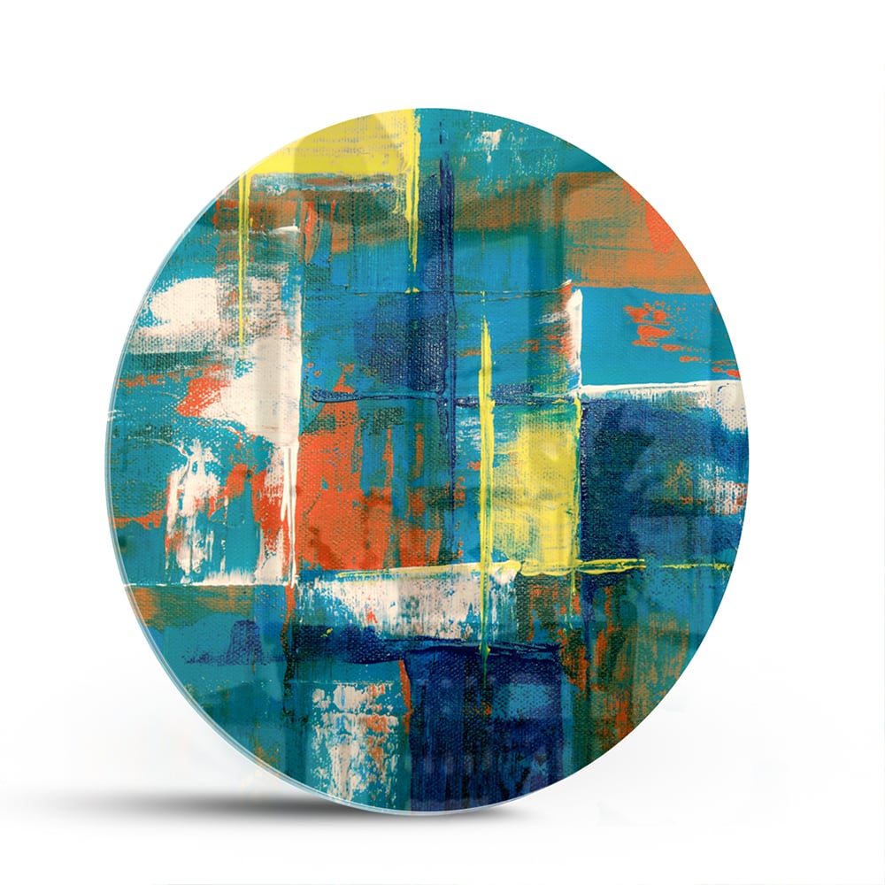Abstraktes Glasbild in farbenfrohen Farbtönen – Glasbild aus Sicherheitsglas, Größe 140x70