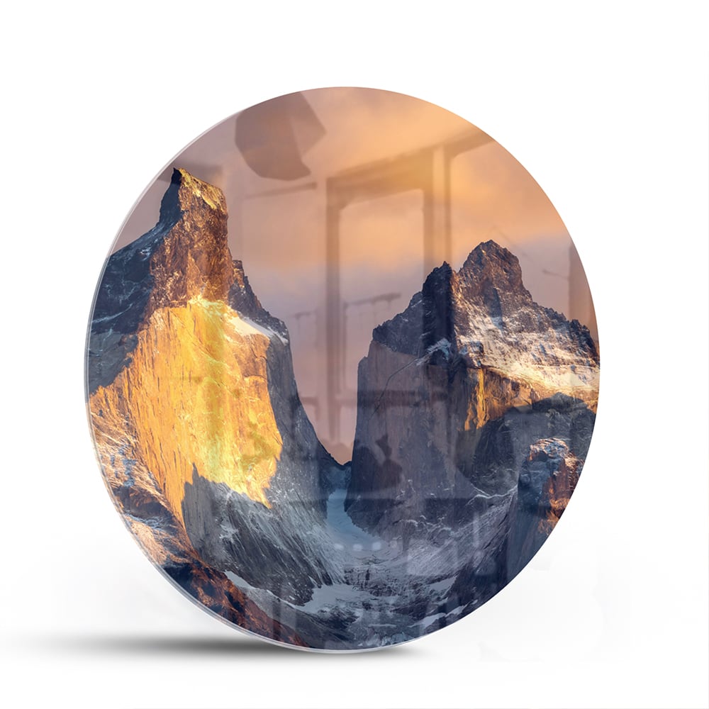 Glasbild mit majestätischen Bergen – Glasbild aus Sicherheitsglas, Größe 140x70