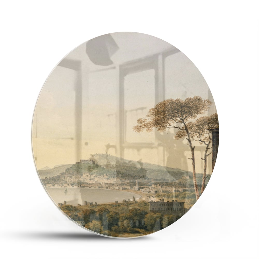 Rustikales Glasbild mit Berglandschaft – Glasbild aus Sicherheitsglas, Größe 140x70