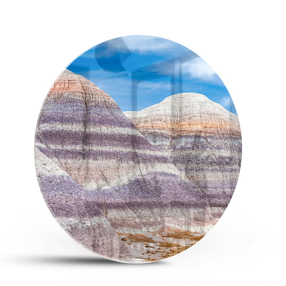Wunderschönes Glasbild mit Bergen und Himmel – Glasbild aus Sicherheitsglas, Größe 140x70