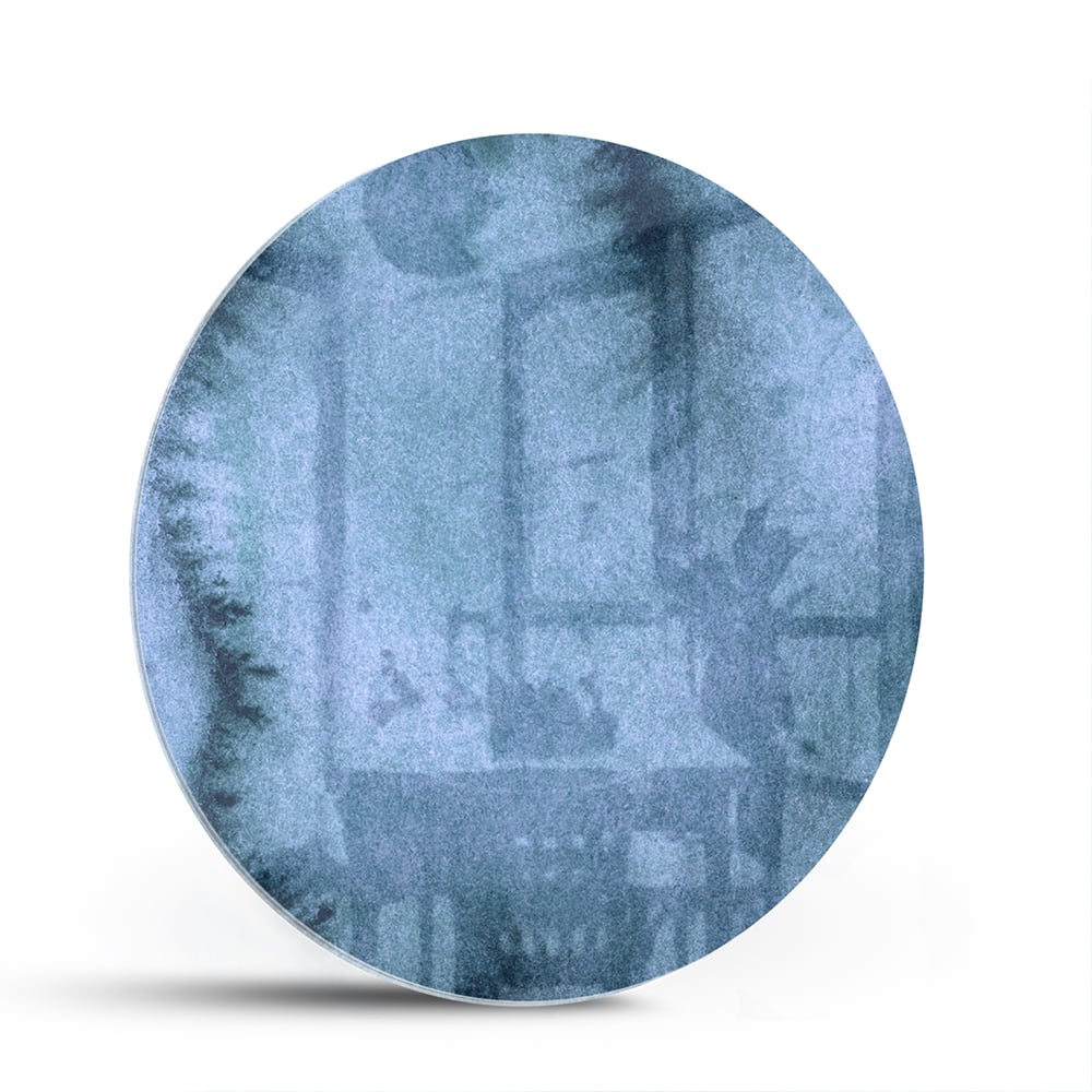 Modernes Glasbild in blauen Farbtönen – Glasbild aus Sicherheitsglas, Größe 140x70