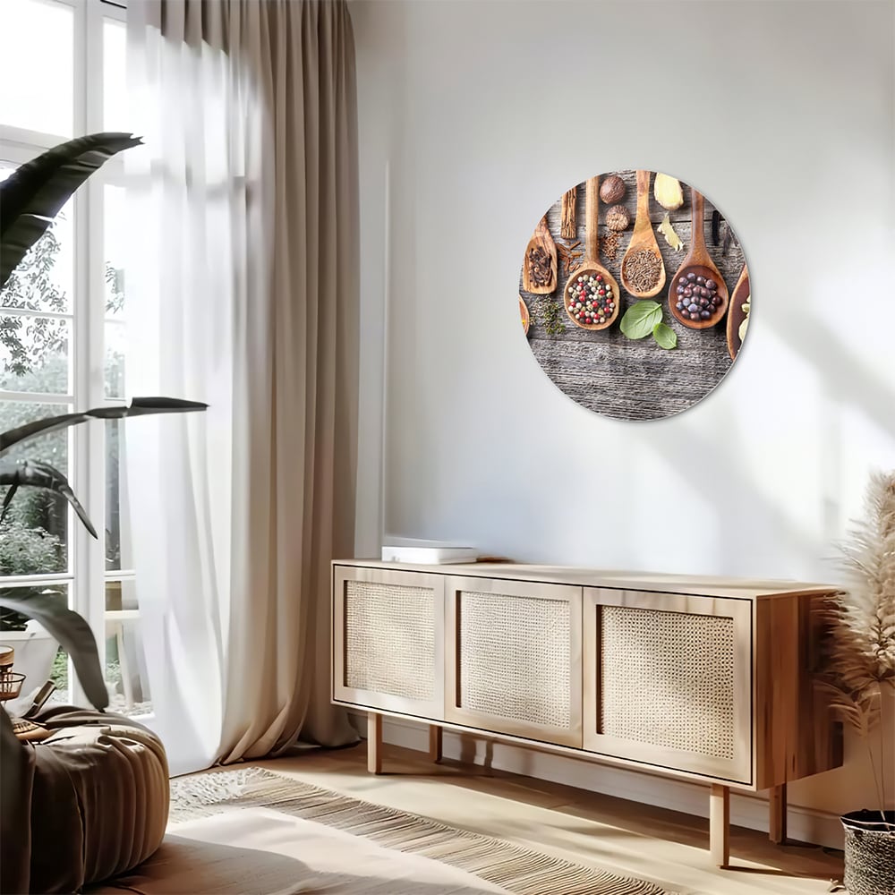 Glasbild mit natürlichen Rezepten im Löffel-Design