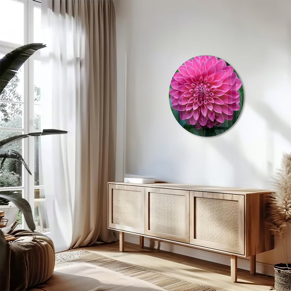 Wunderschönes Glasbild mit rosa Blume
