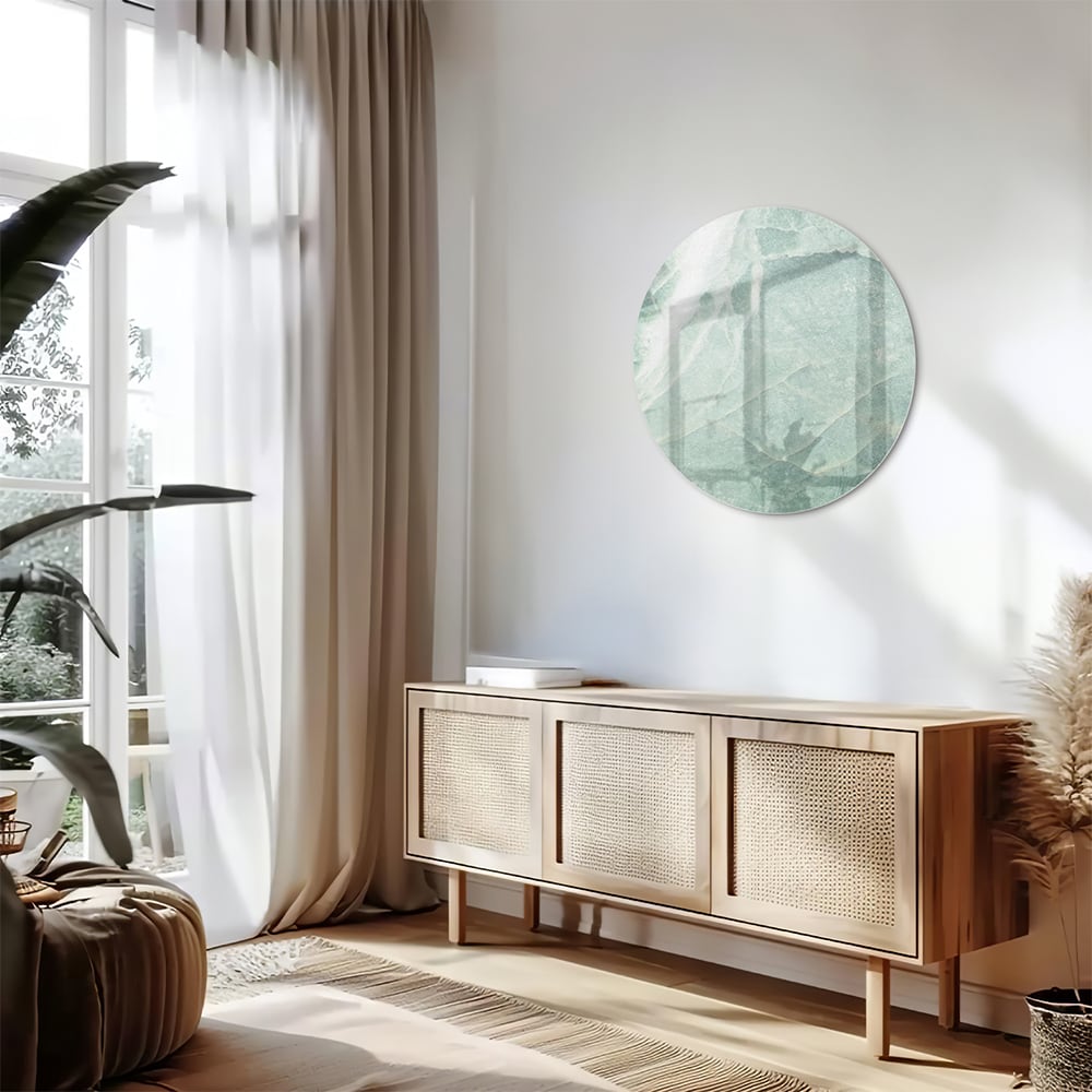 Abstraktes grünes Glasbild für moderne Innenräume