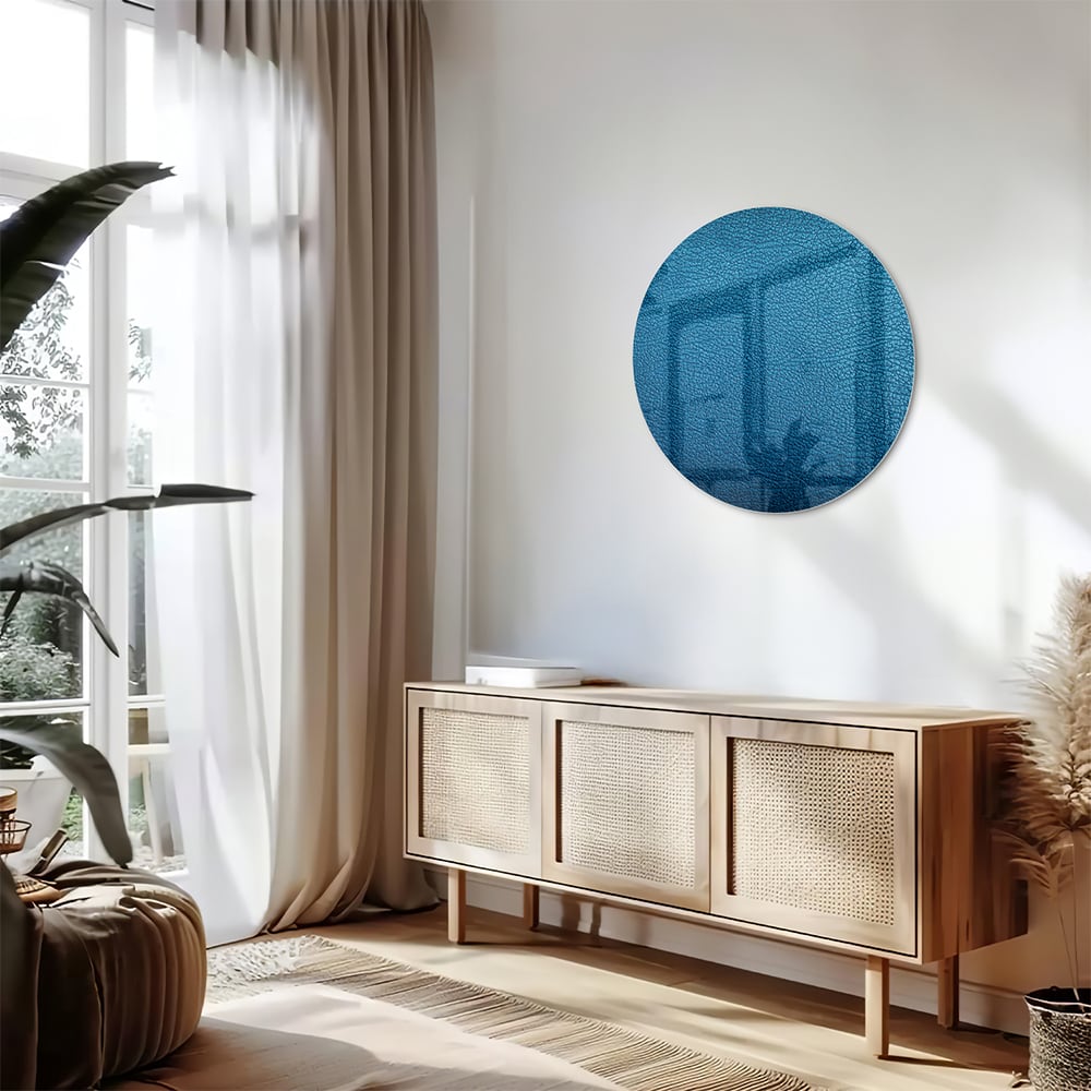 Blaues Glasbild mit Reflexionseffekt