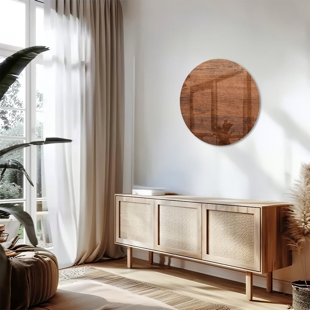 Elegantes Glasbild in warmem Holzton