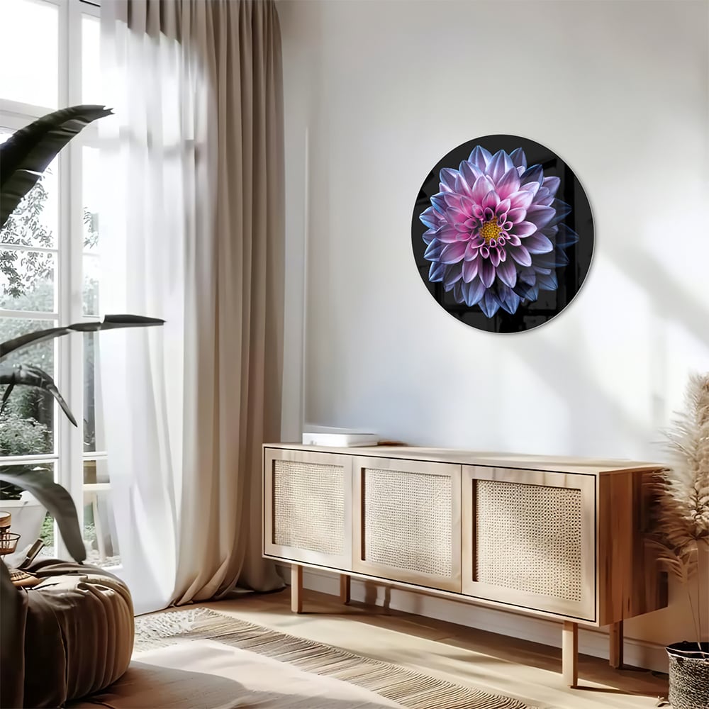 Elegantes Glasbild mit rosa Blume