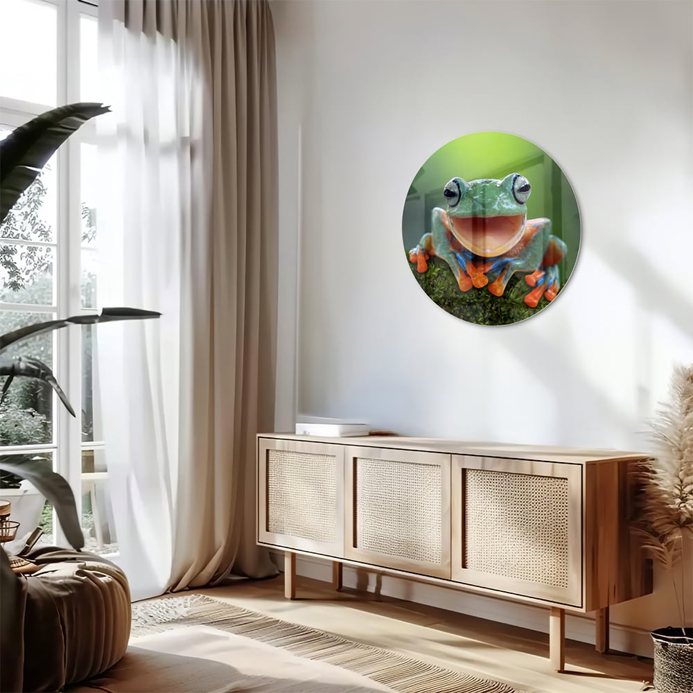 Fröhliches Glasbild mit Laubfrosch