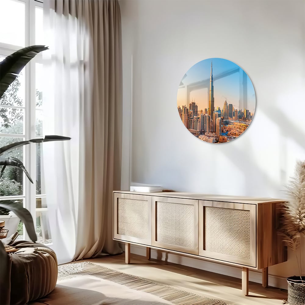 Modernes Glasbild mit Skyline Dubai