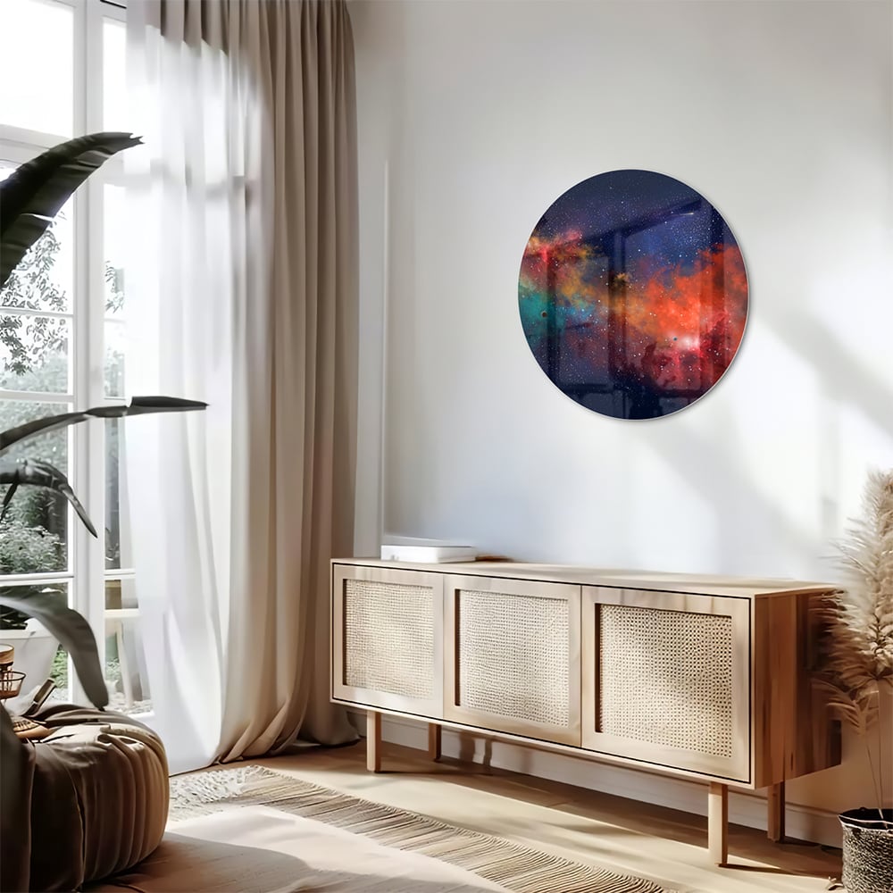 Leuchtendes Glasbild mit Galaxie