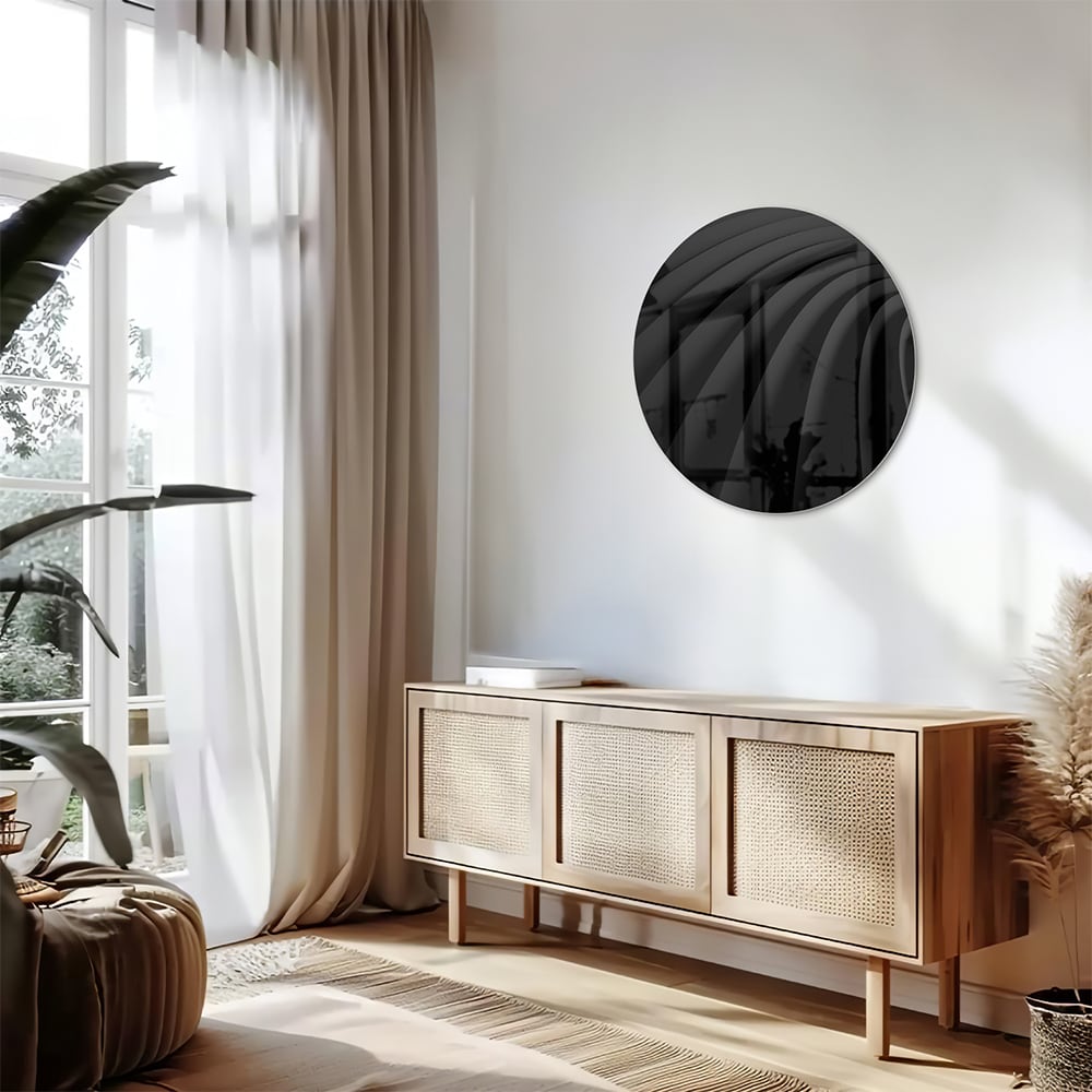 Elegantes schwarzes Glasbild für ein modernes Interieur