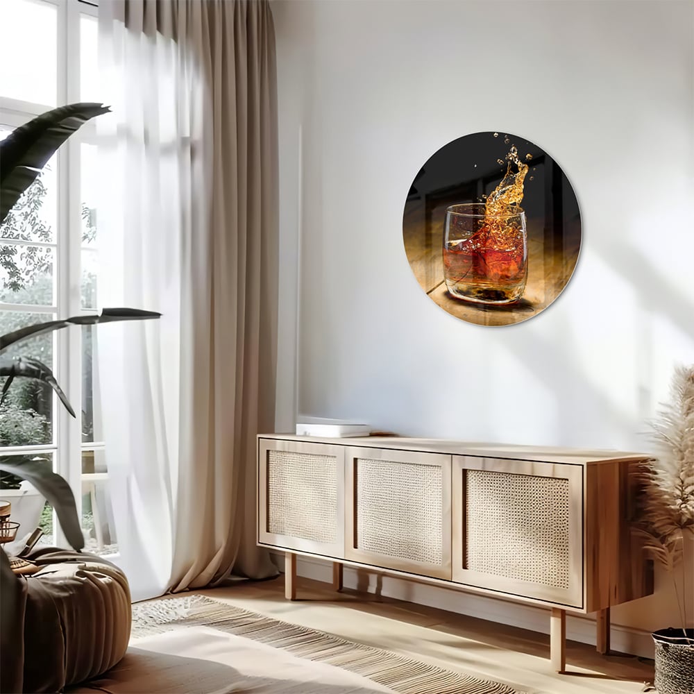 Glasbild mit spritzigem Getränk