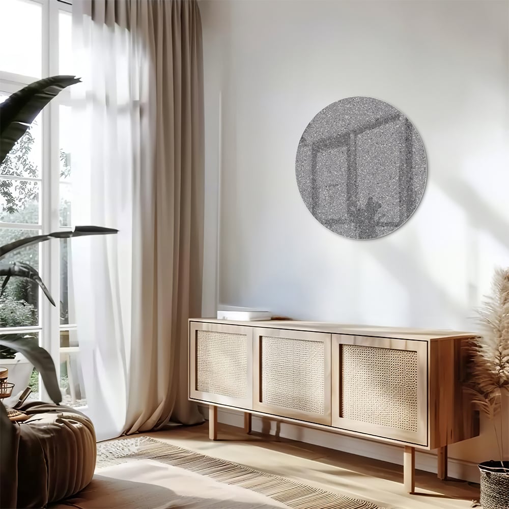 Glasbild mit abstrakten Grautönen