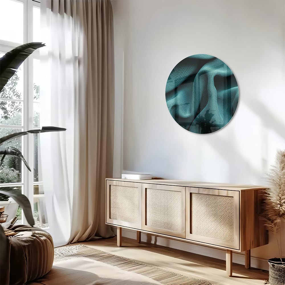 Elegantes Glasbild mit blau-grünem Design