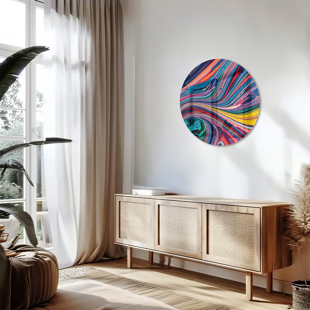 Farbenfrohes abstraktes Glasbild für ein modernes Interieur