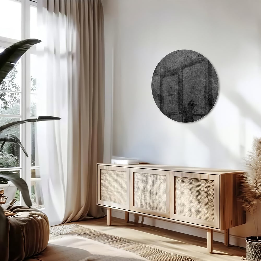 Abstraktes Glasbild in Schwarz und Grau