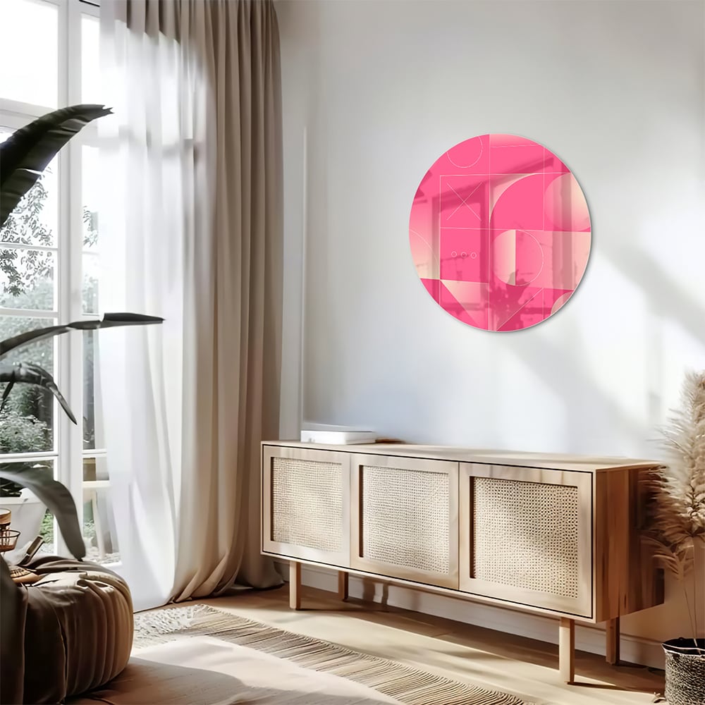 Modernes Glasbild in frischen Rosatönen
