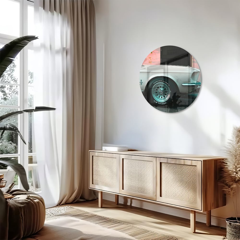 Vintage-Auto-Glasbild für luxuriöse Innenräume
