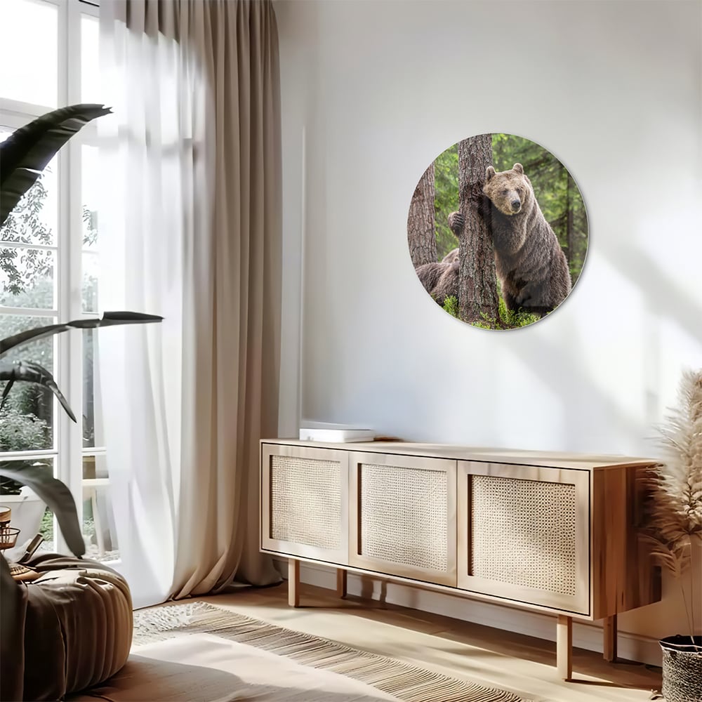 Glasbild mit beeindruckenden Grizzlybären in der Wildnis