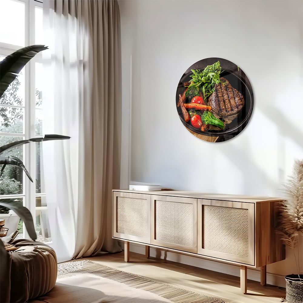 Glasbild mit köstlichen gegrillten Speisen