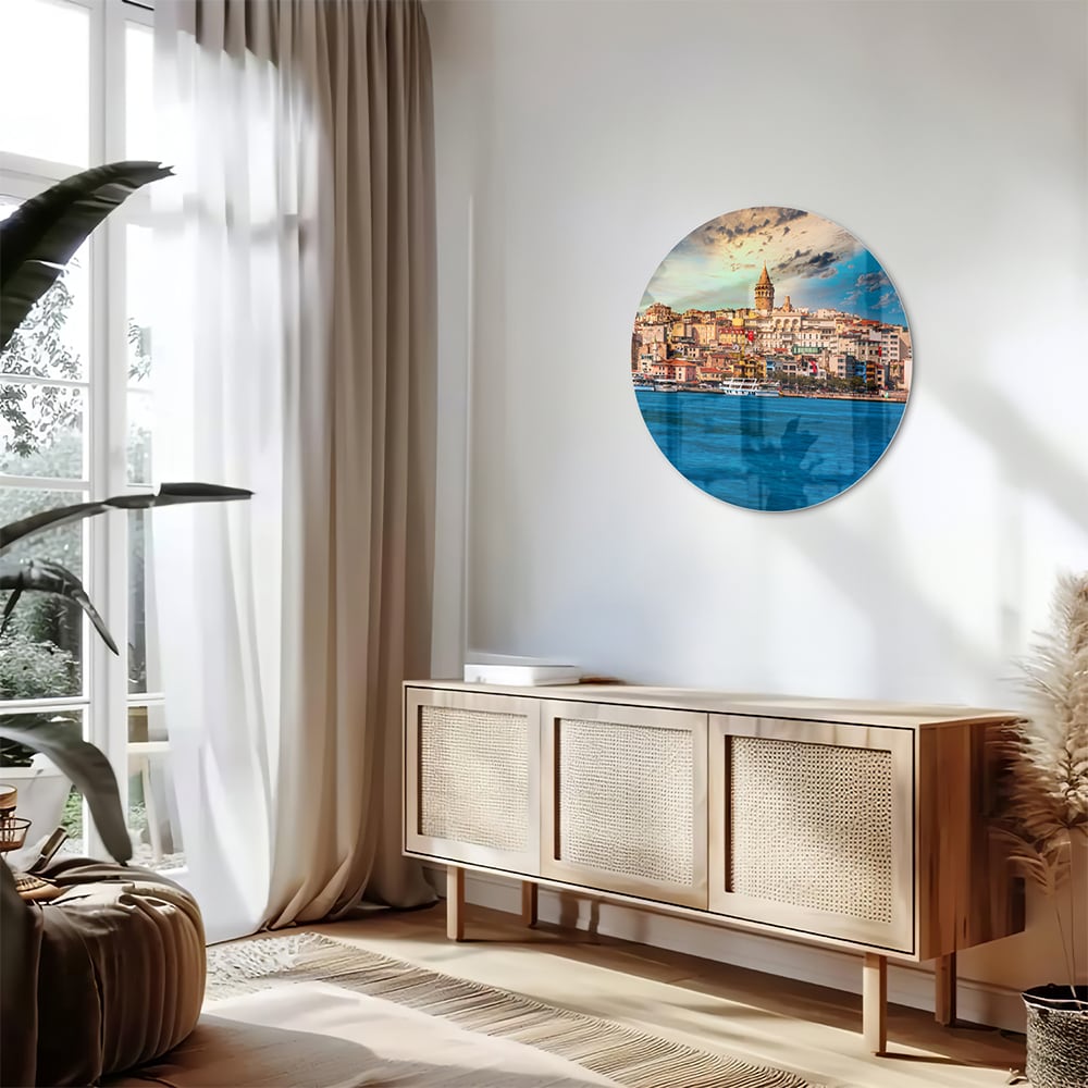 Glasbild – Stadt am See