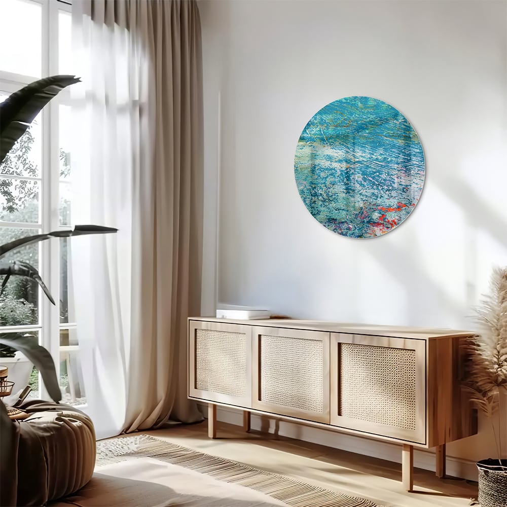 Farbenfrohes Glasbild mit abstraktem Muster