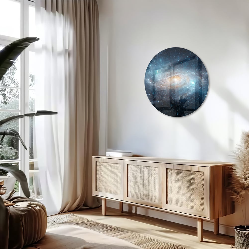 Mystisches Glasbild mit einer Galaxie