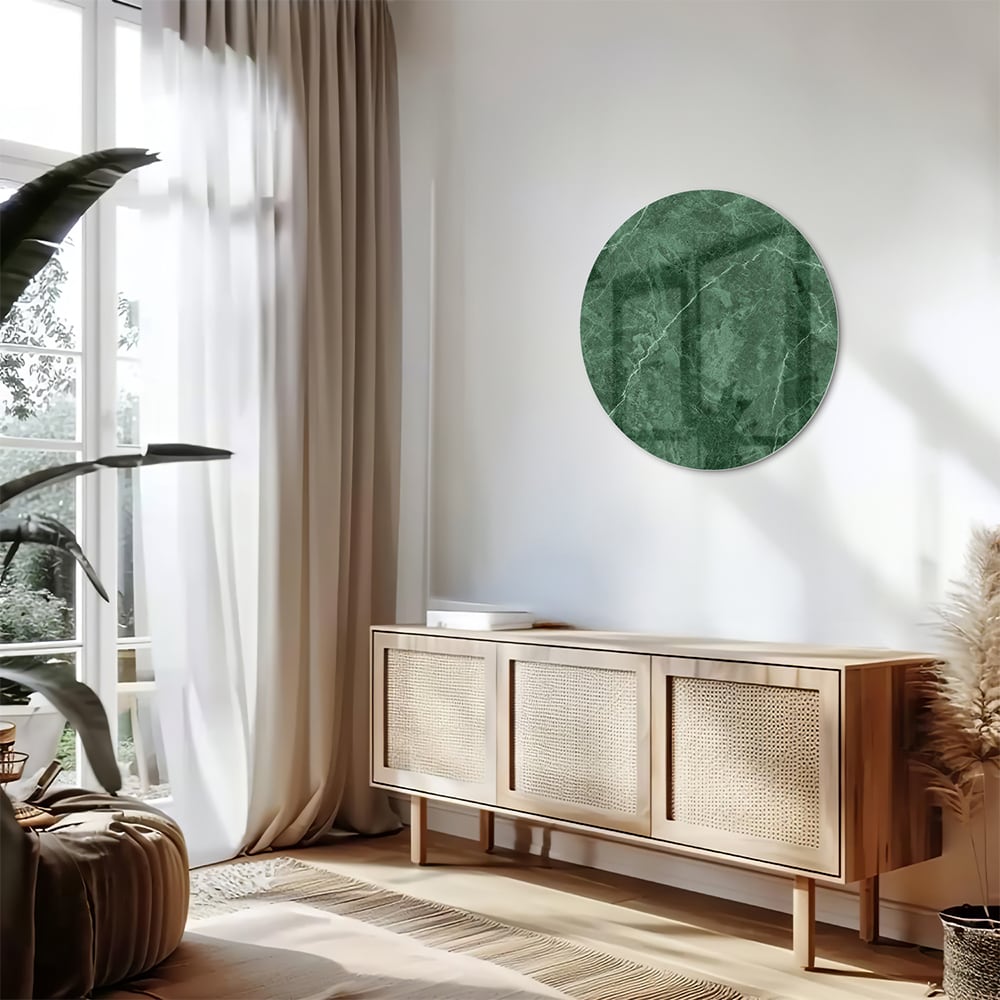 Grünes Glasbild mit Marmoroptik