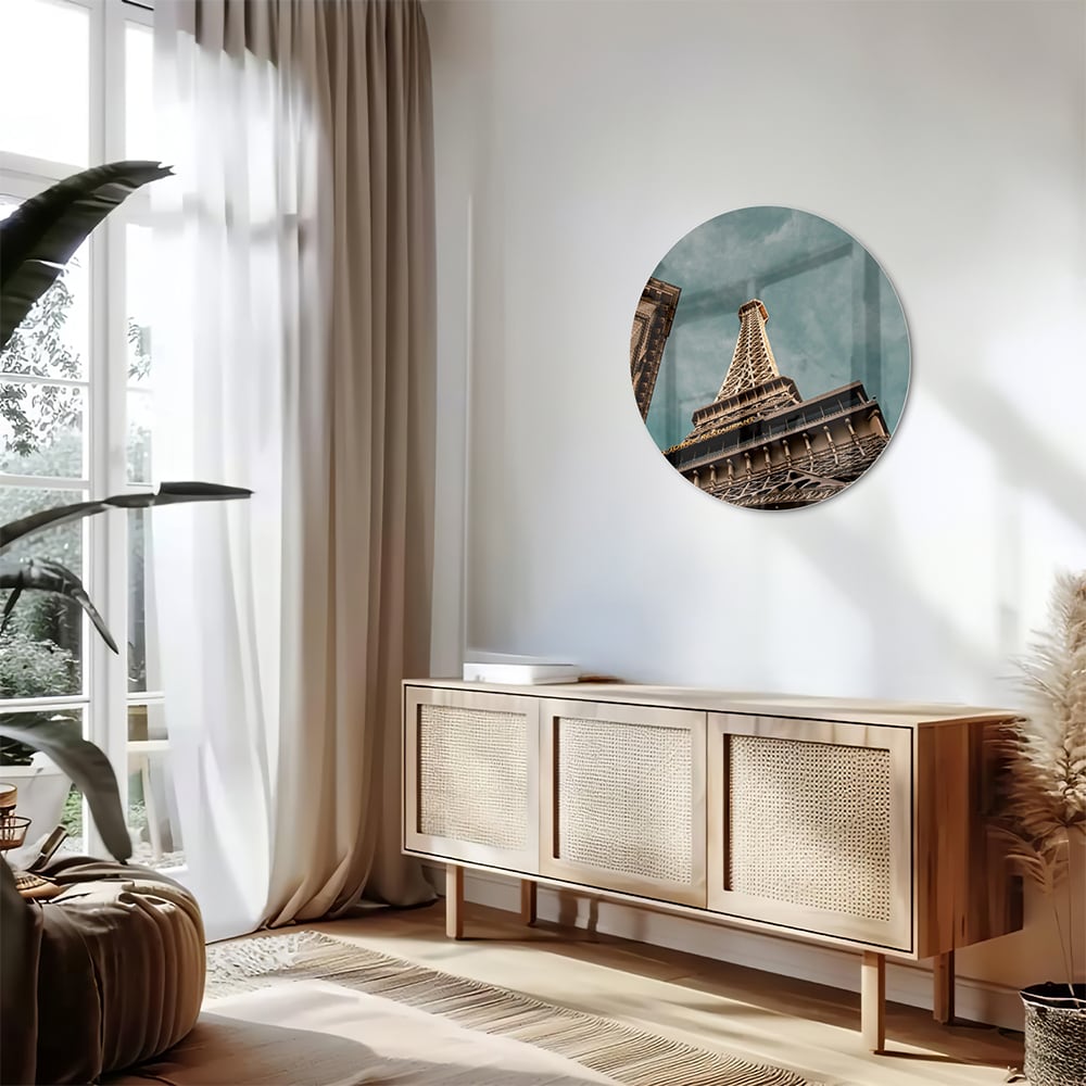 Glasbild mit dem Eiffelturm in luxuriöser Optik