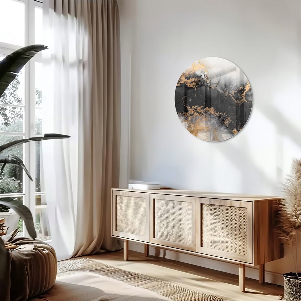 Elegantes Glasbild mit Gold und Schwarz