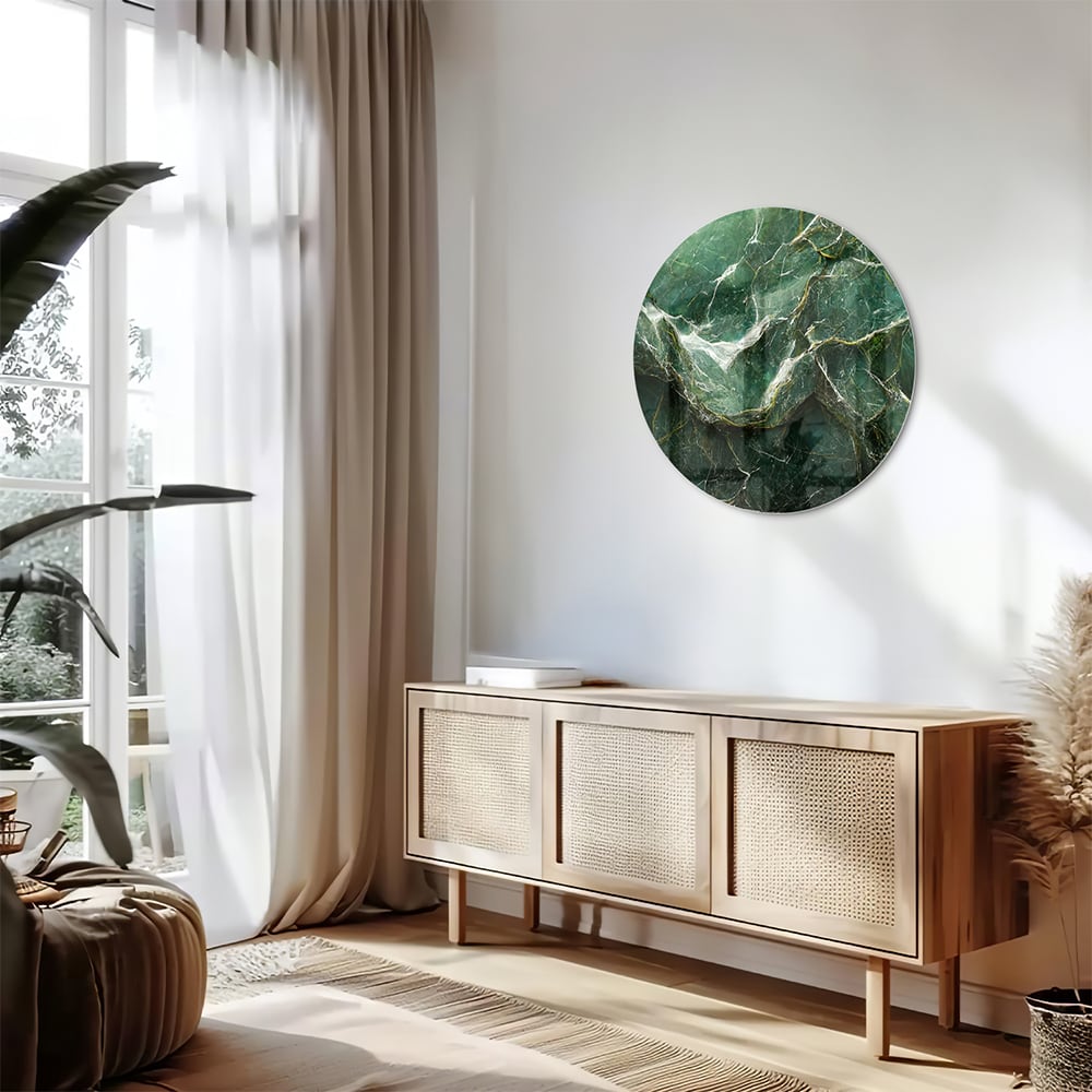 Glasbild mit grüner Marmoroptik