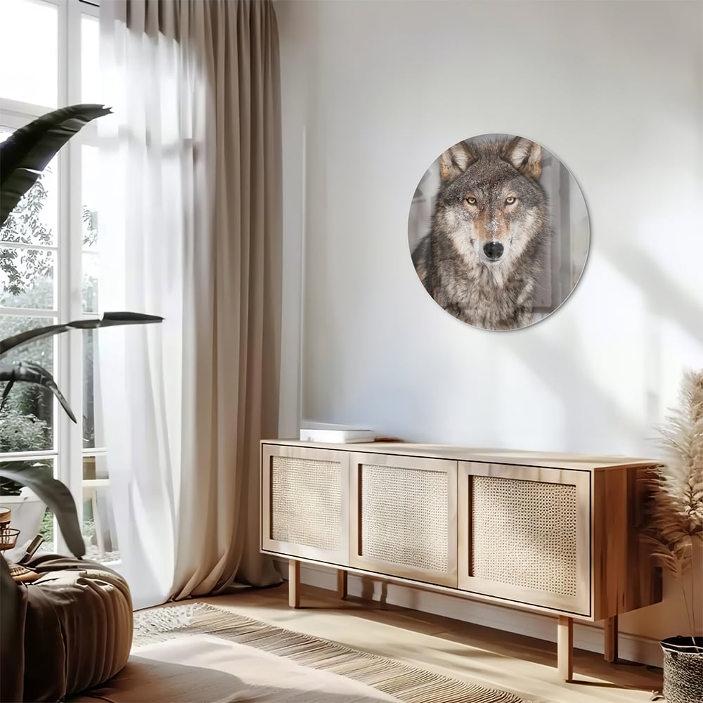 Beeindruckendes Glasbild mit einem Wolf