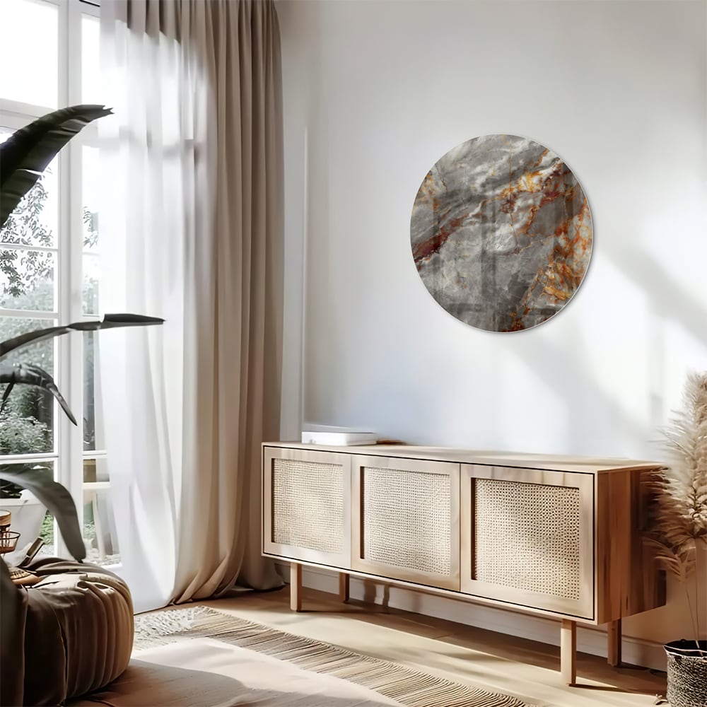 Glänzendes Glasbild mit Marmoroptik in Grau
