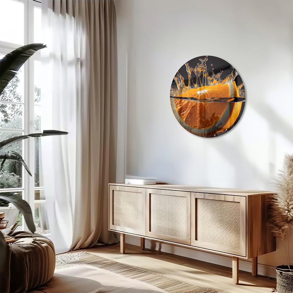 Dynamisches orangefarbenes Glasbild