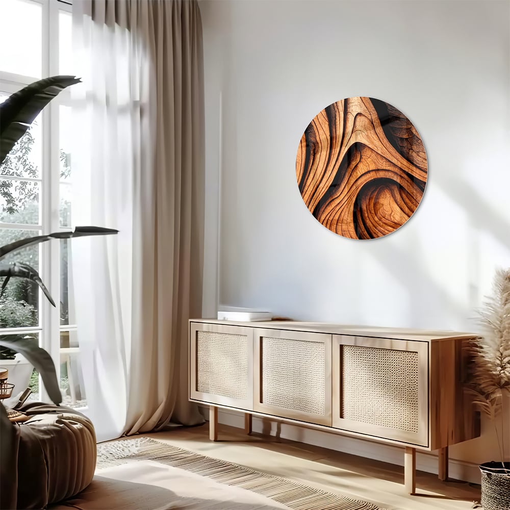 Elegantes Glasbild mit Holzstruktur