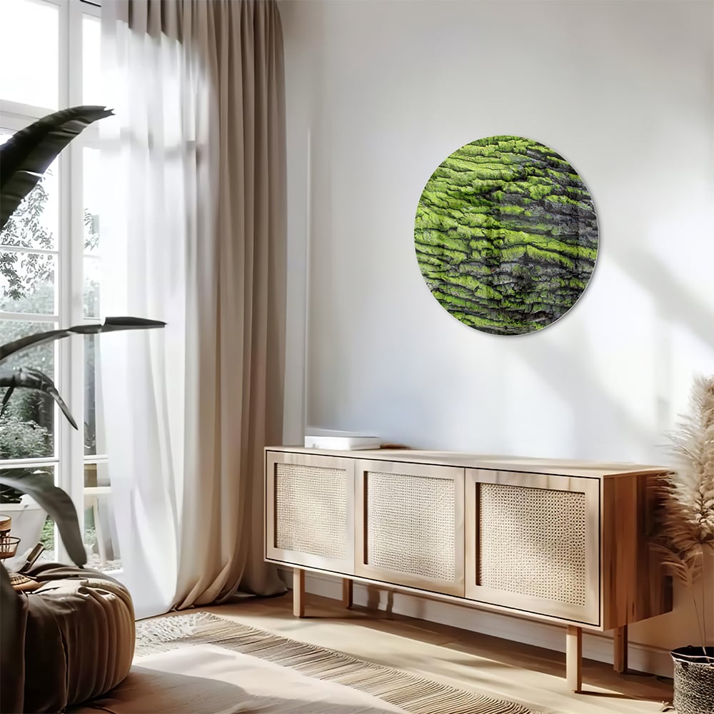 Glasbild mit moosartiger Textur