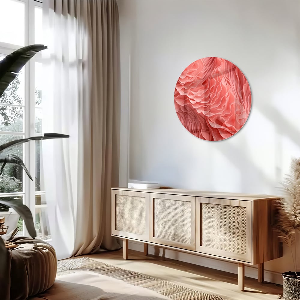 Abstraktes rosa Glasbild mit wellenförmigem Muster