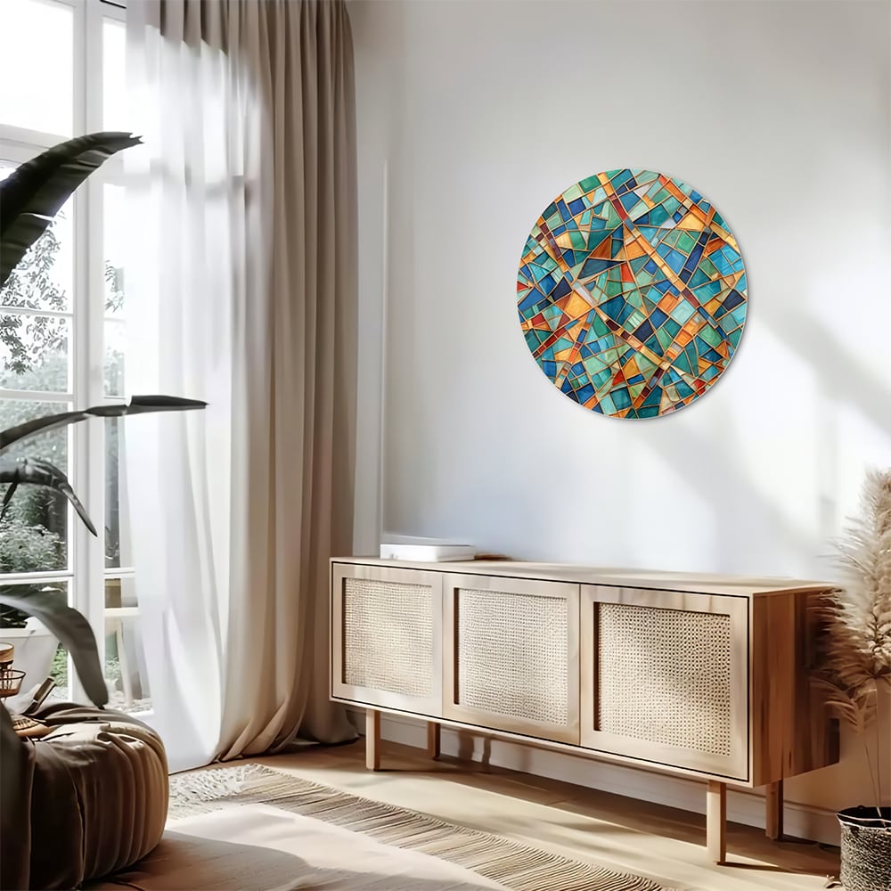 Farbenfrohes abstraktes Glasbild für Ihr Interieur