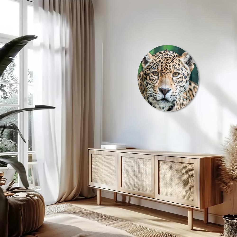 Beeindruckendes Glasbild mit einem Jaguar