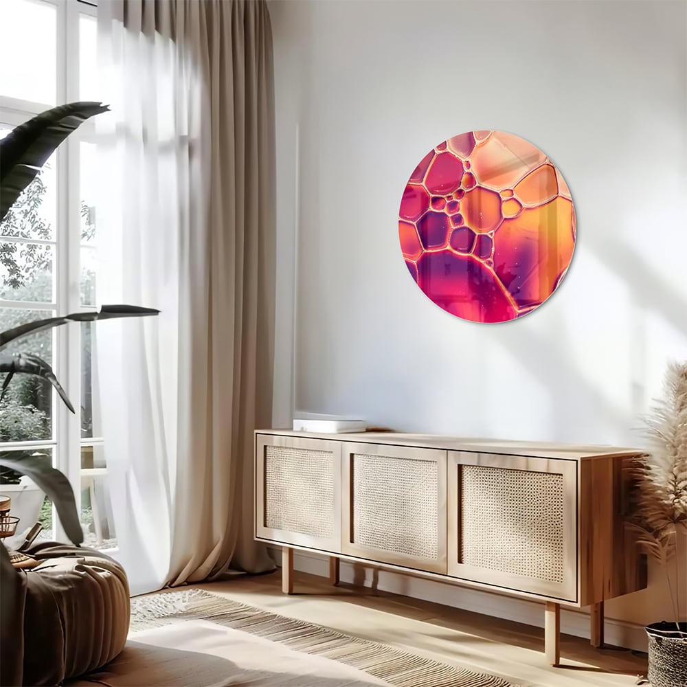 Abstraktes Glasbild in warmen Farben