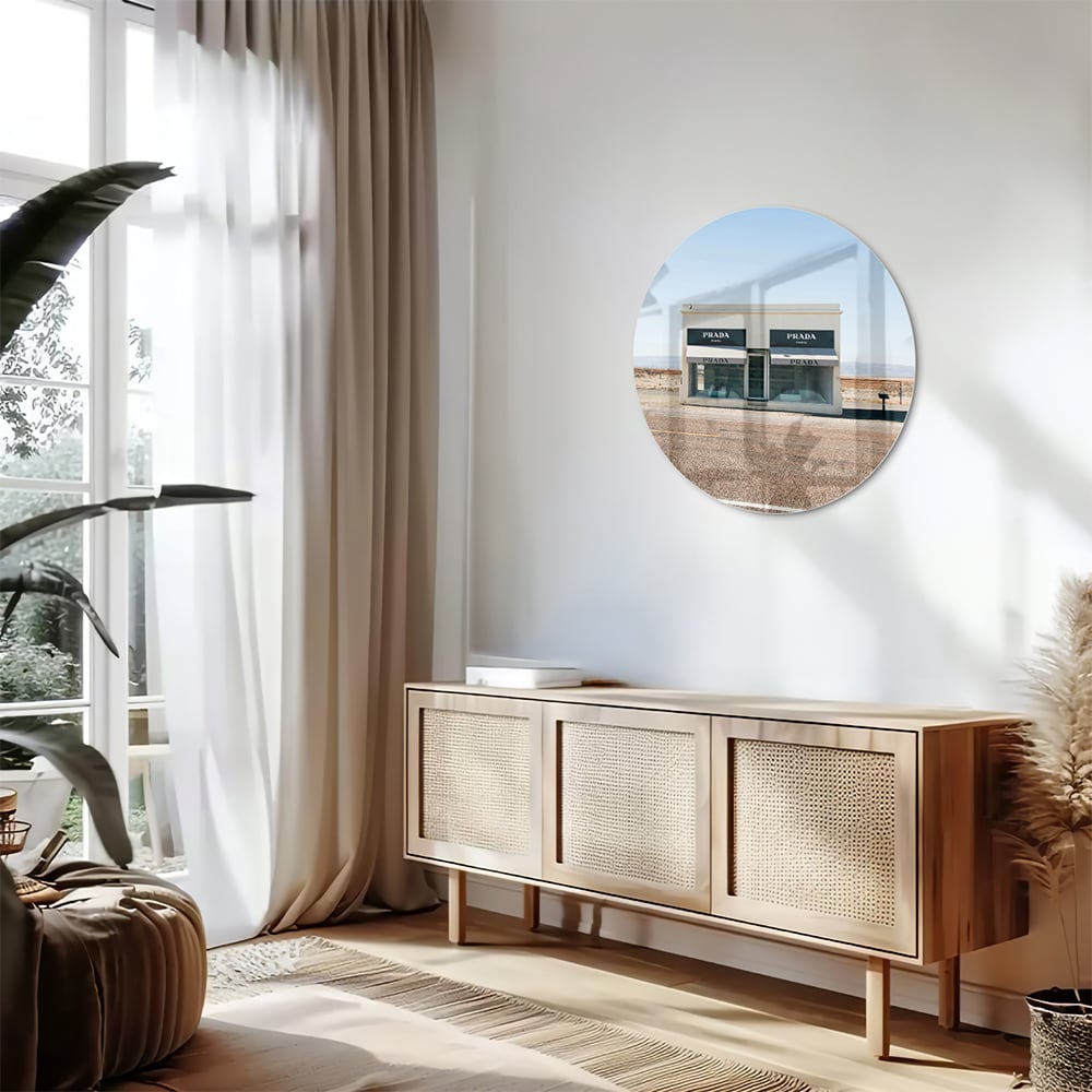 Modernes Glasbild mit einer Wüstenlandschaft
