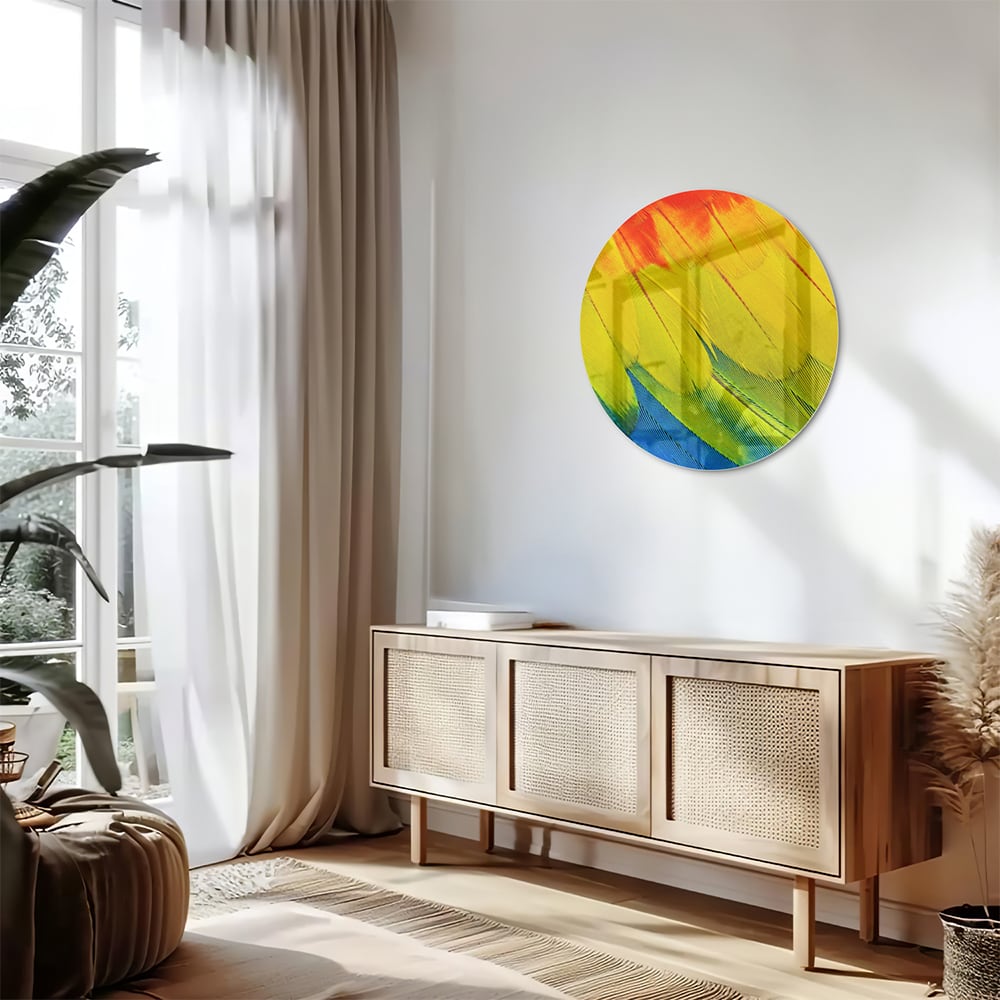 Farbenfrohes Glasbild mit abstrakten Wellen