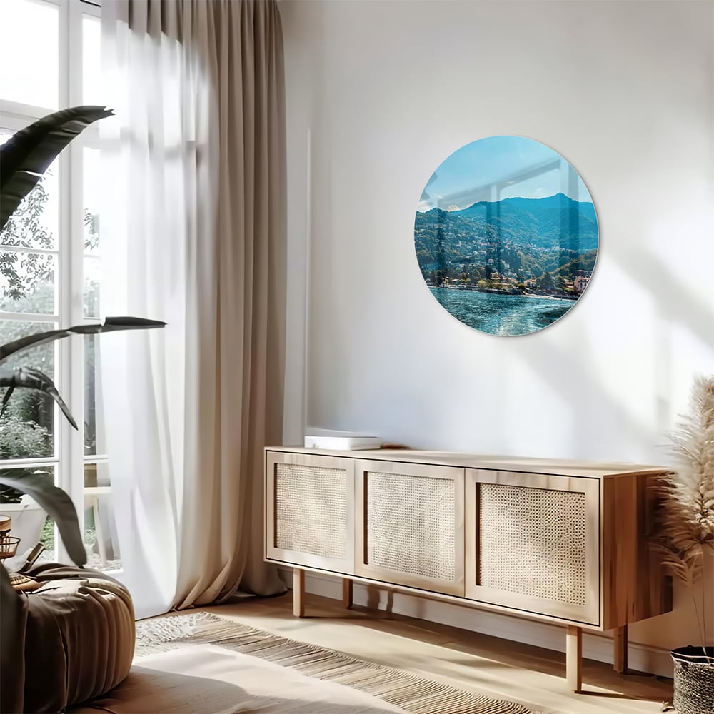 Atemberaubendes Glasbild mit Berglandschaft