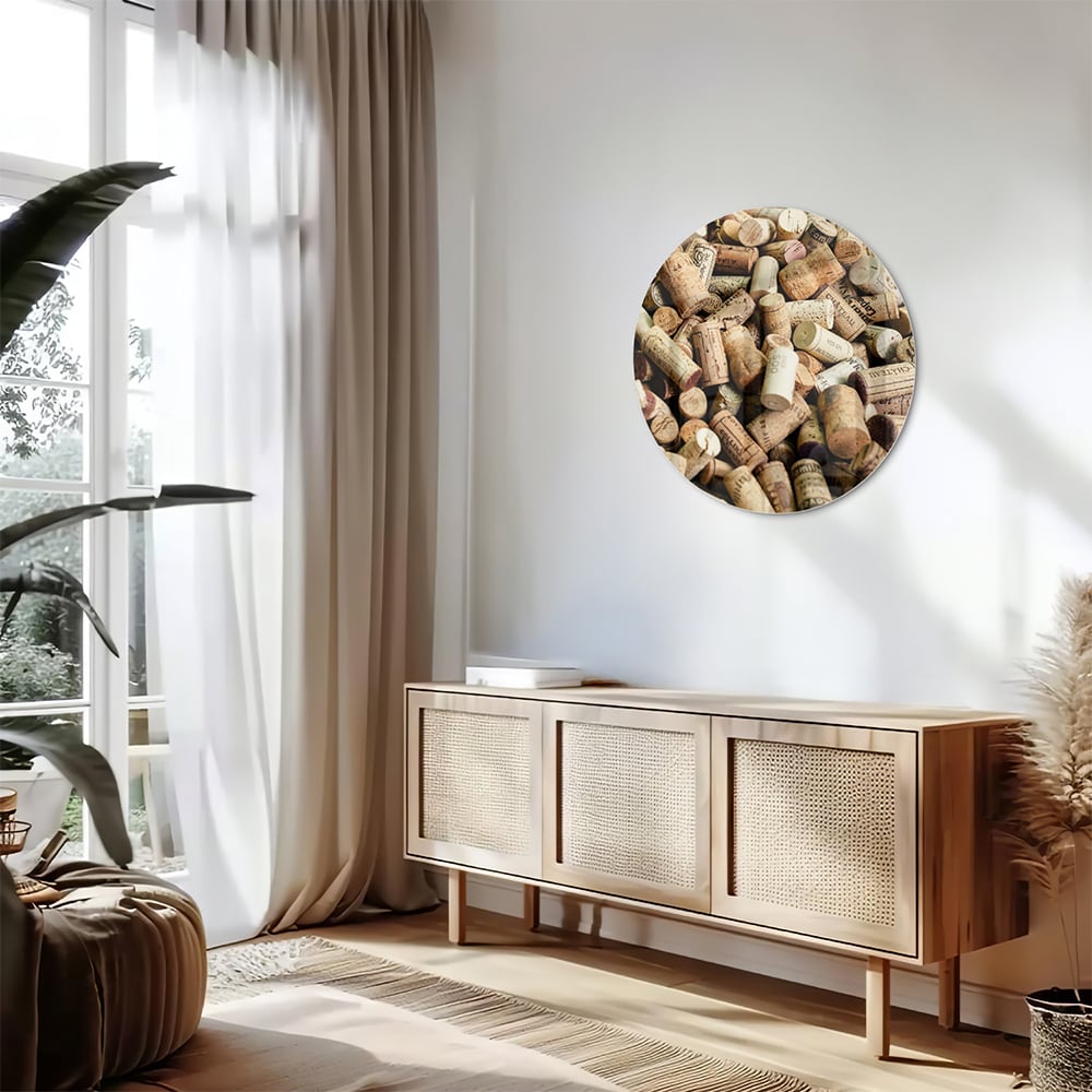 Kreatives Glasbild mit Korkenstapel