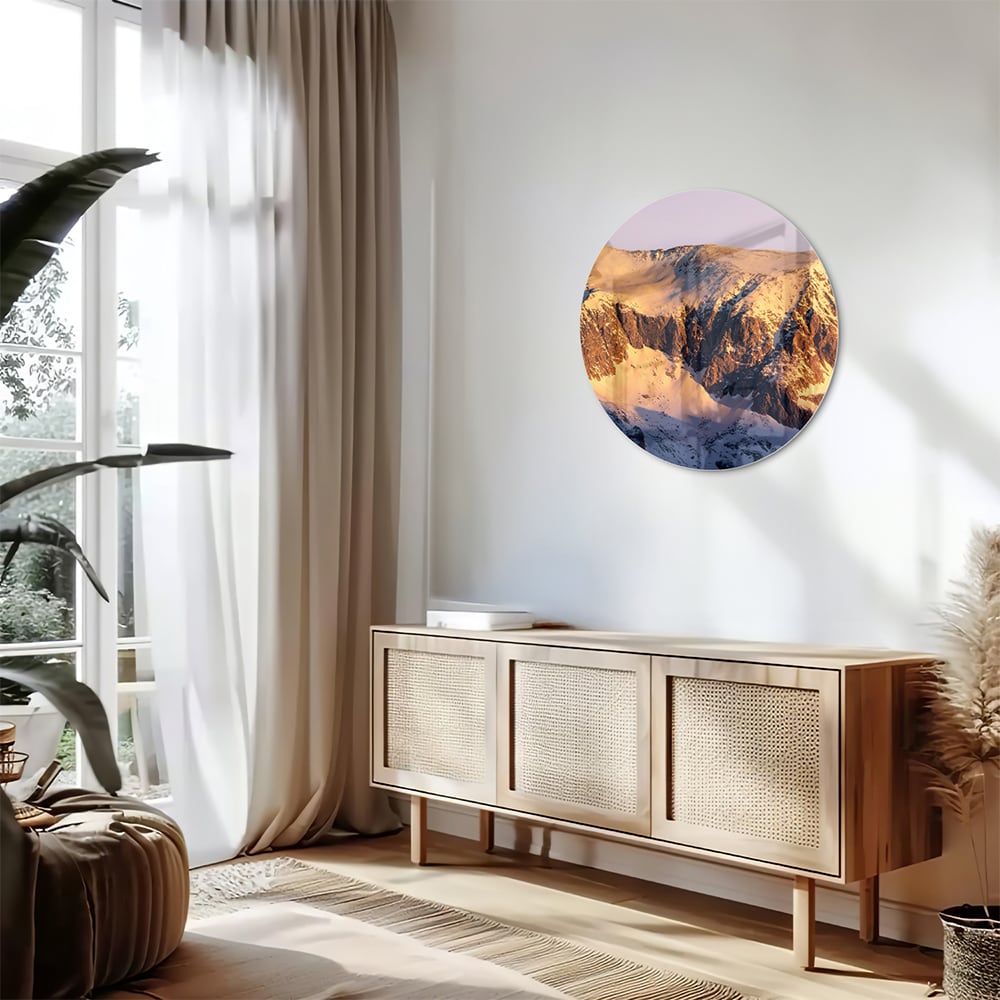 Atemberaubendes Glasbild mit Berglandschaft