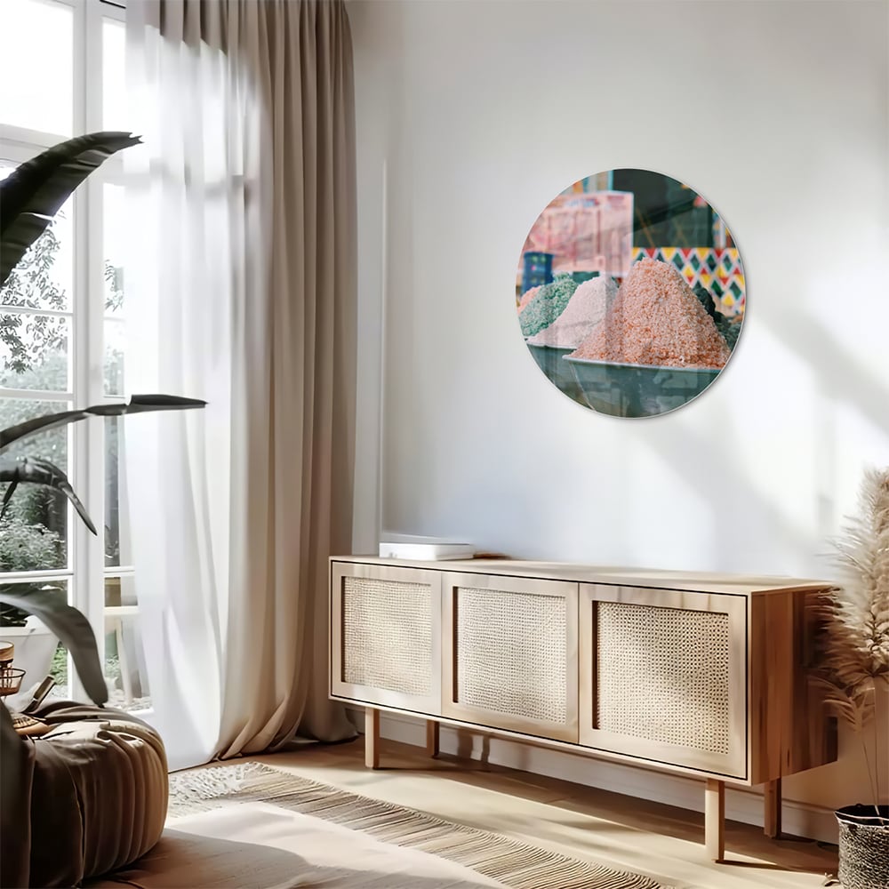 Farbenfrohes Glasbild mit Gewürzen