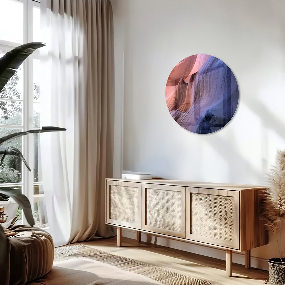 Abstraktes Glasbild mit warmen Farbtönen