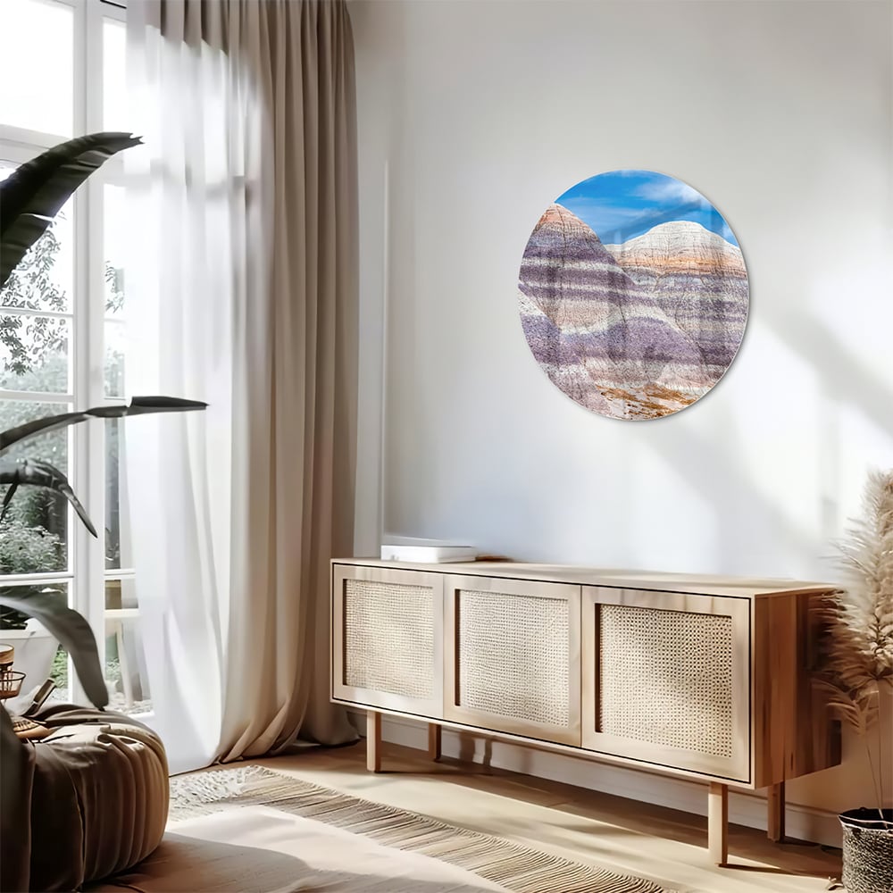 Wunderschönes Glasbild mit Bergen und Himmel