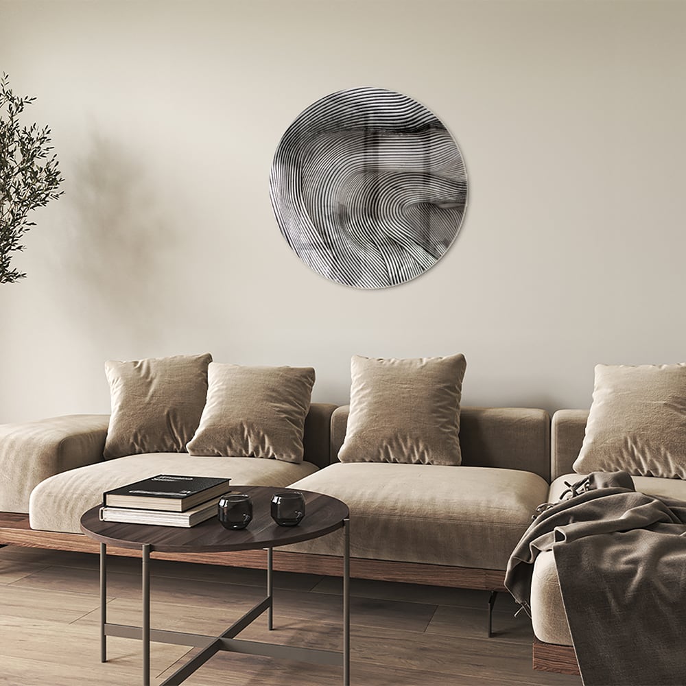 Abstraktes Glasbild mit wellenförmigen Linien