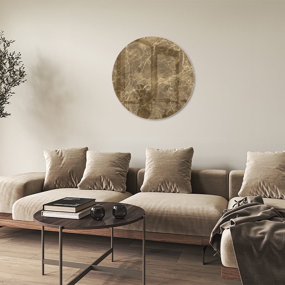 Goldfarbenes Glasbild mit Marmoreffekt